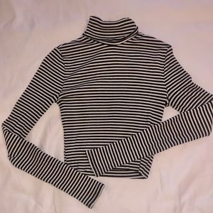 Reformation Black and white turtle neck crop top